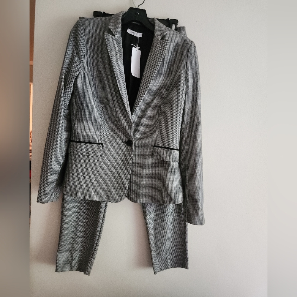Mango Co-ord Set Houndstooth Blazer + Pants Sz 6 NWT